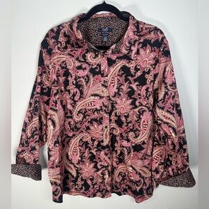 Chaps Paisley Black and Pink Button Down Shirt Size 2x quality
